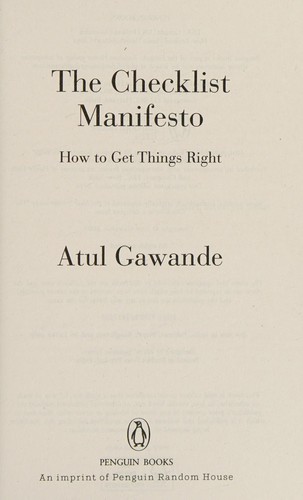 Checklist Manifesto, The, How to Get Things Right