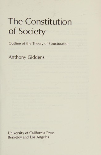 The Constitution of Society